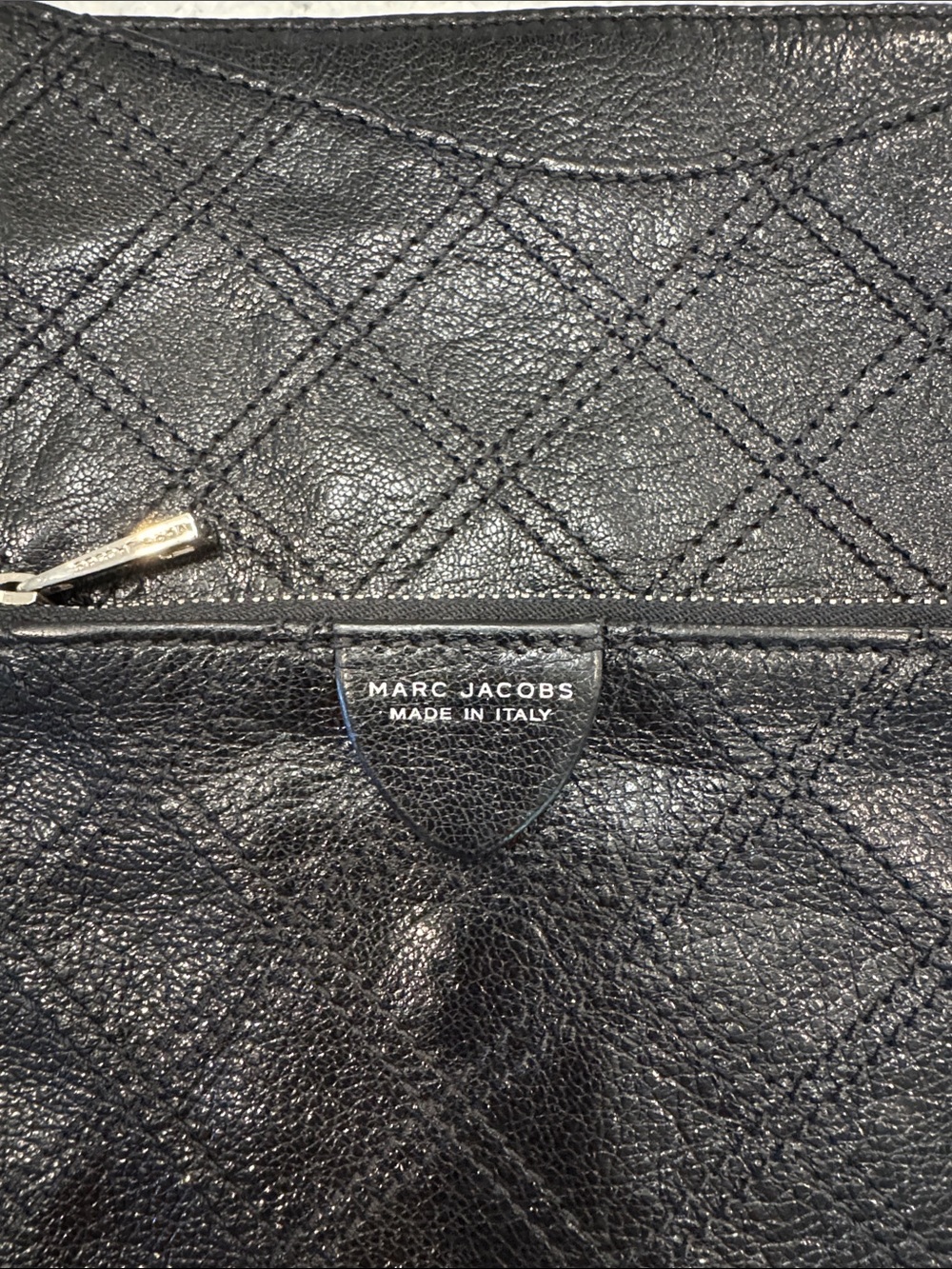 Marc Jacobs Black Quilted Leather Tablet Sleeve with Front Zip Pocket - Picture 5 of 6